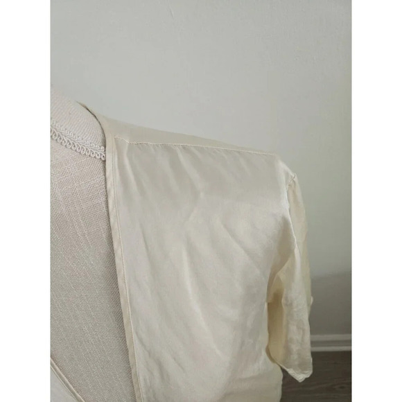 Saks Fifth Avenue Silk Lace Satin Blue Cream Open Tie Vintage VTG Robe Small S - Picture 6 of 9